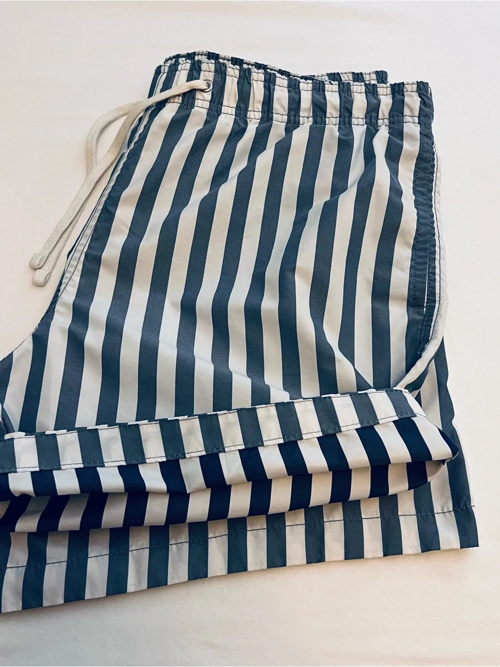 H&M Navy and White Vertical Stripe Athletic Shorts